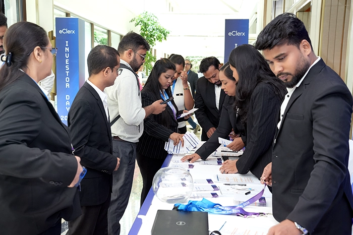 Attendees at eClerx Investor Day 2026 registration desk